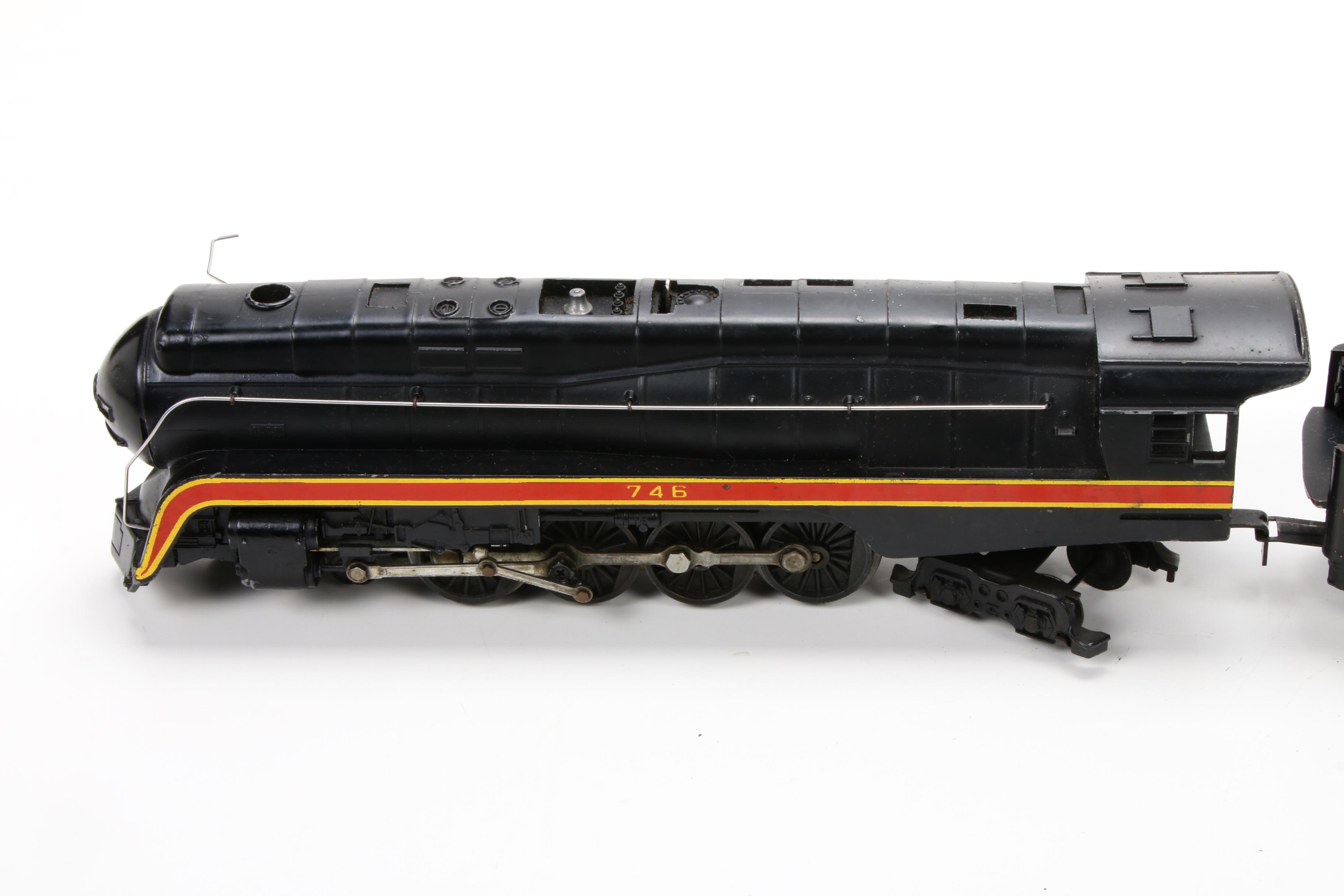Lionel O Gauge Model 746 N & W Steam Locomotive with Tender, Mid-20th Century