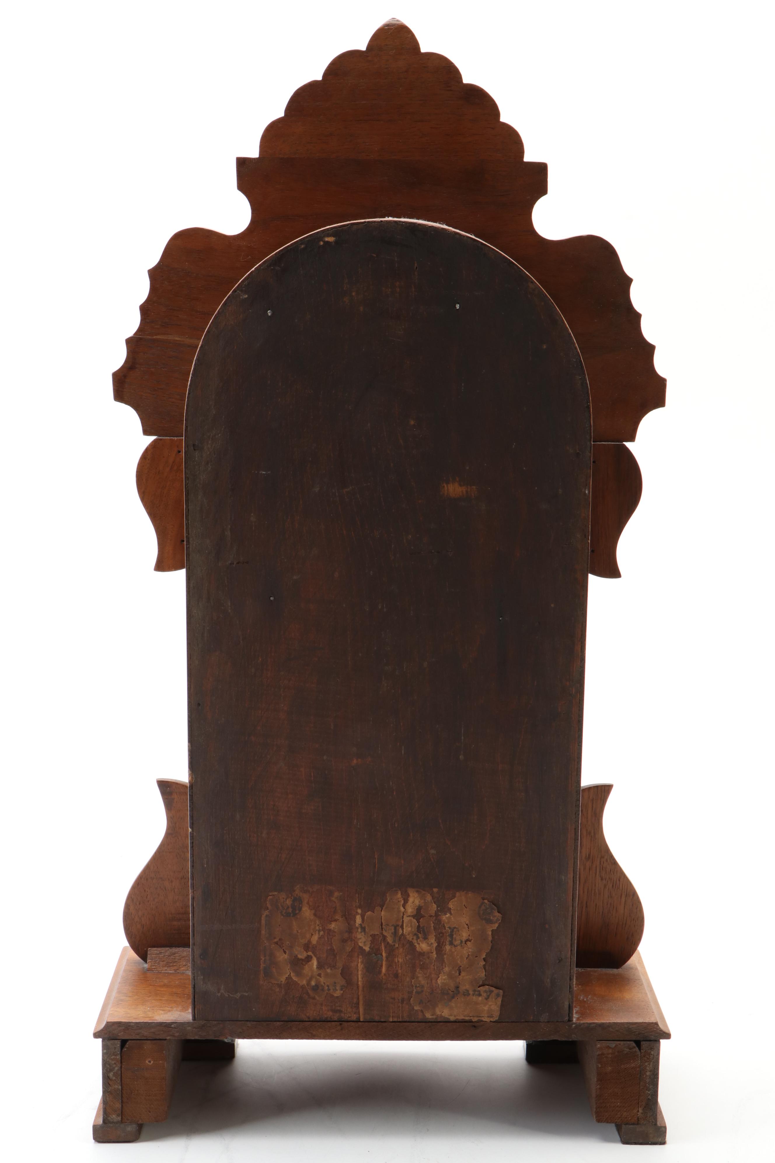 Ansonia Clock Co. Victorian Hand-Carved Oak Mantel Clock