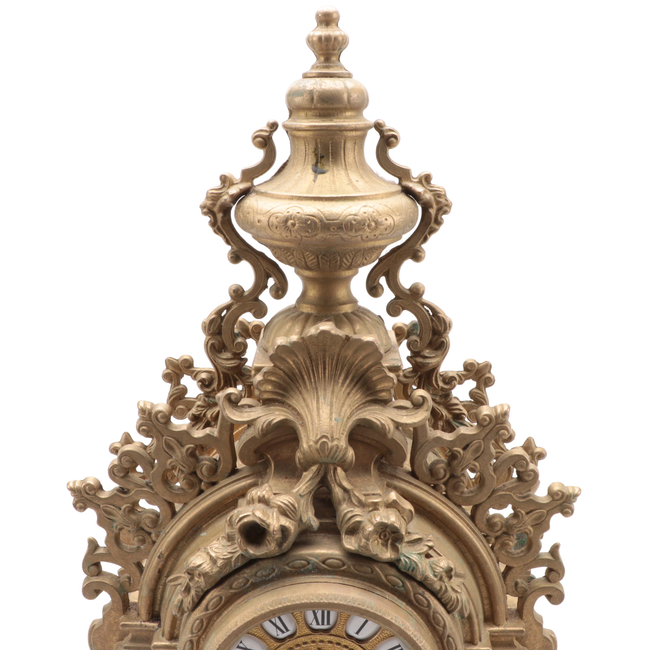 Franz Hermle Imperial Clock Co. Gilt Metal Mantle Clock, Mid-20th Century