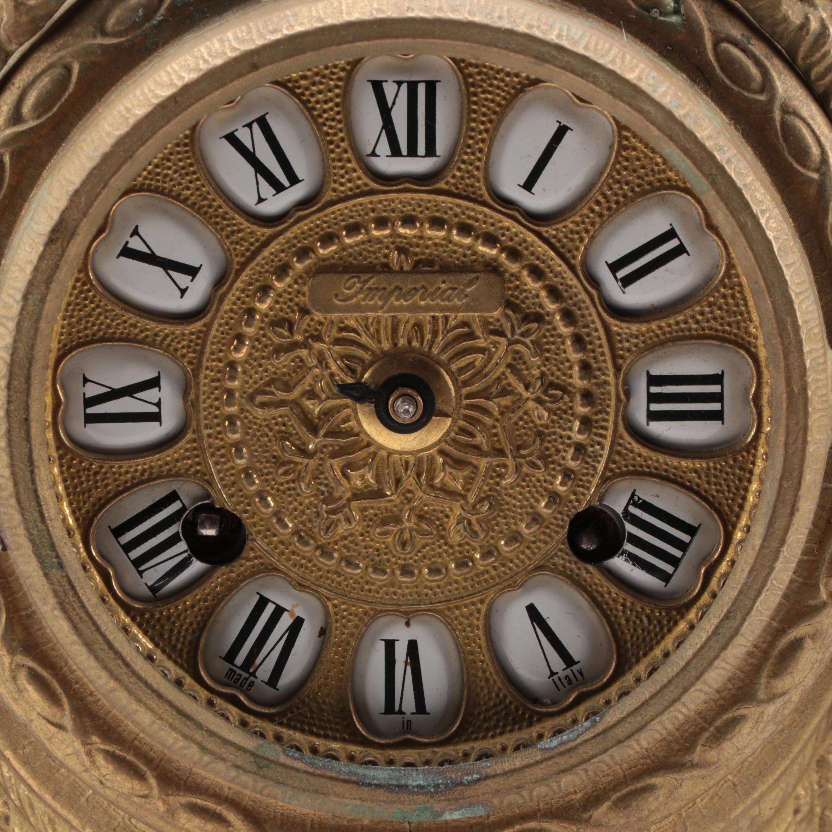 Franz Hermle Imperial Clock Co. Gilt Metal Mantle Clock, Mid-20th Century