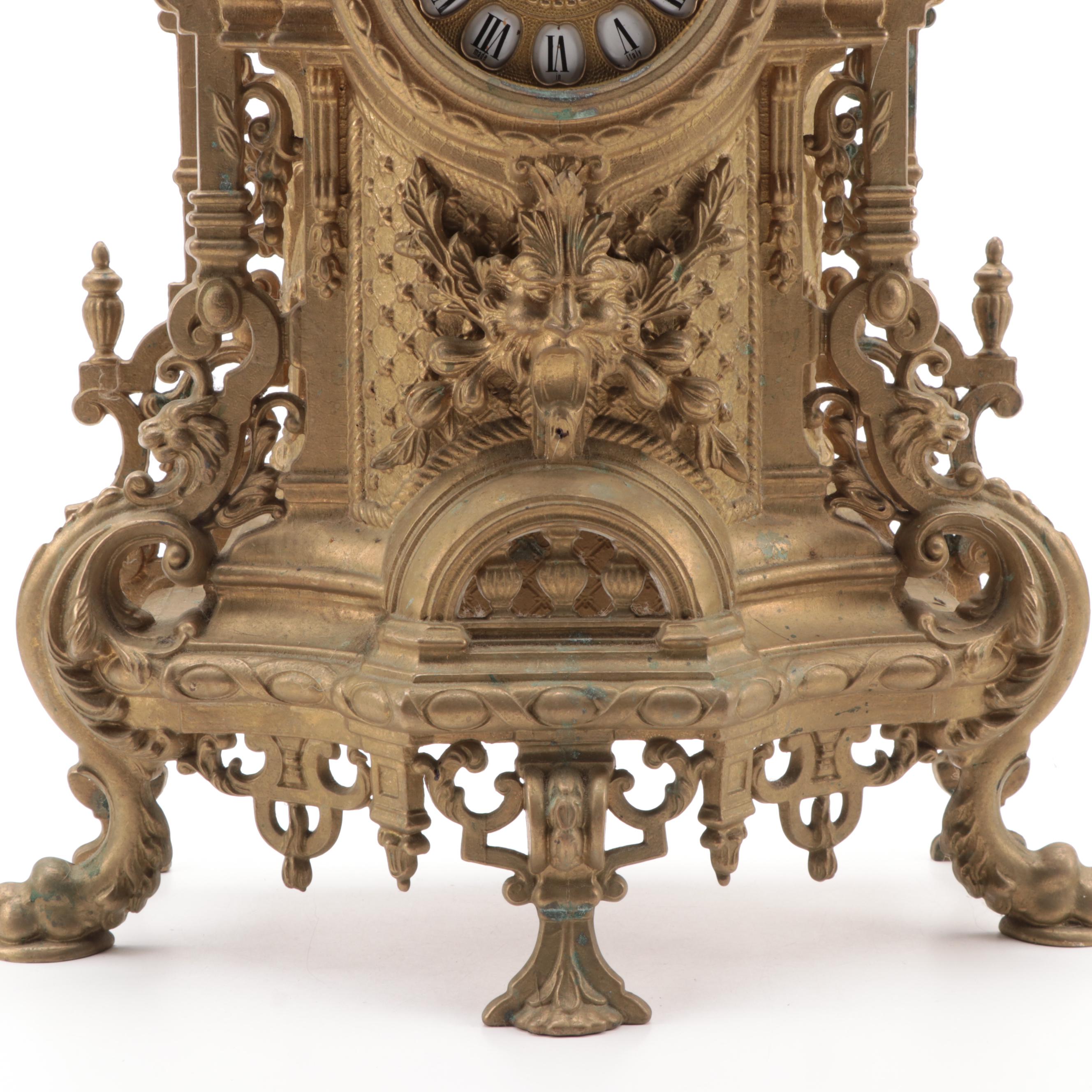 Franz Hermle Imperial Clock Co. Gilt Metal Mantle Clock, Mid-20th Century