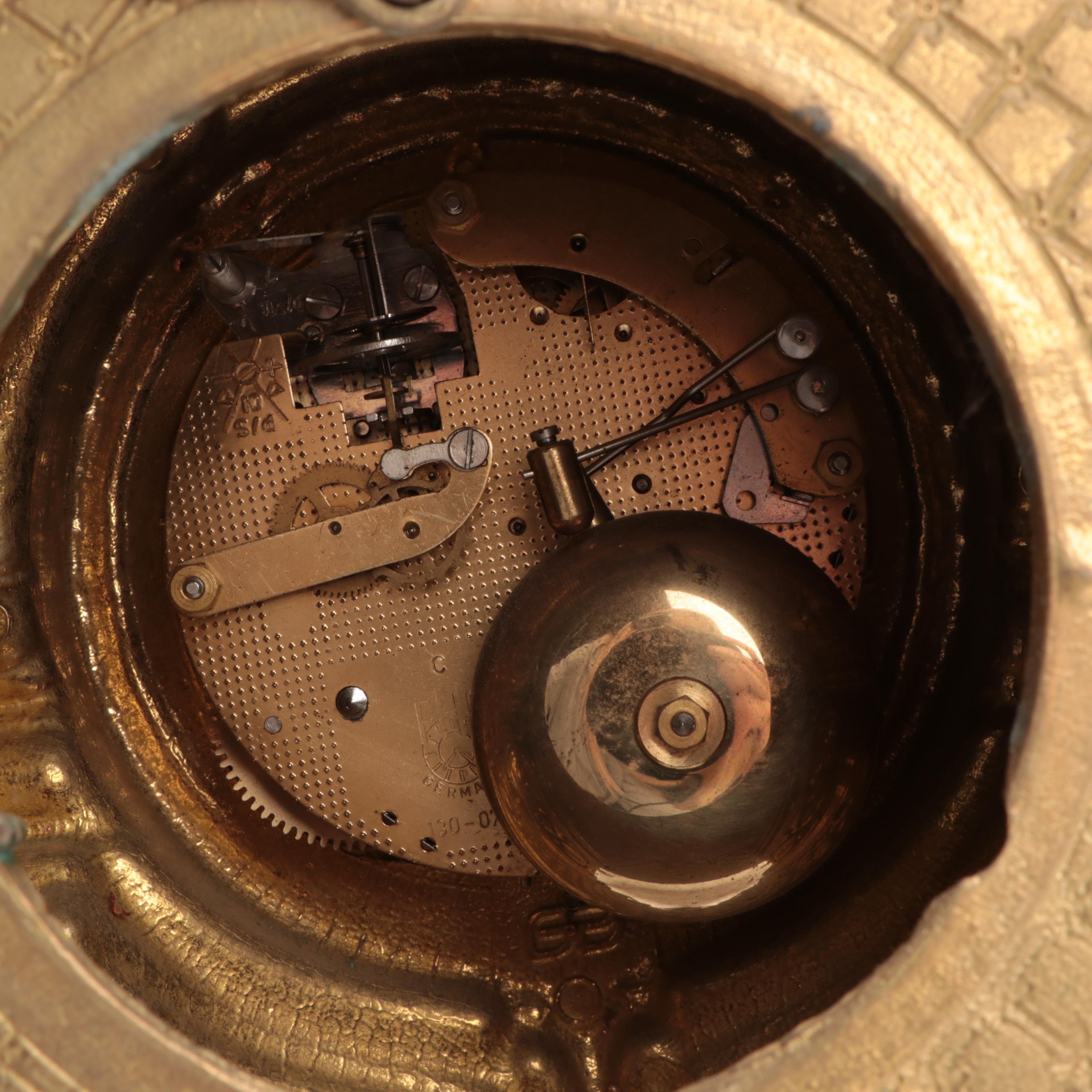 Franz Hermle Imperial Clock Co. Gilt Metal Mantle Clock, Mid-20th Century