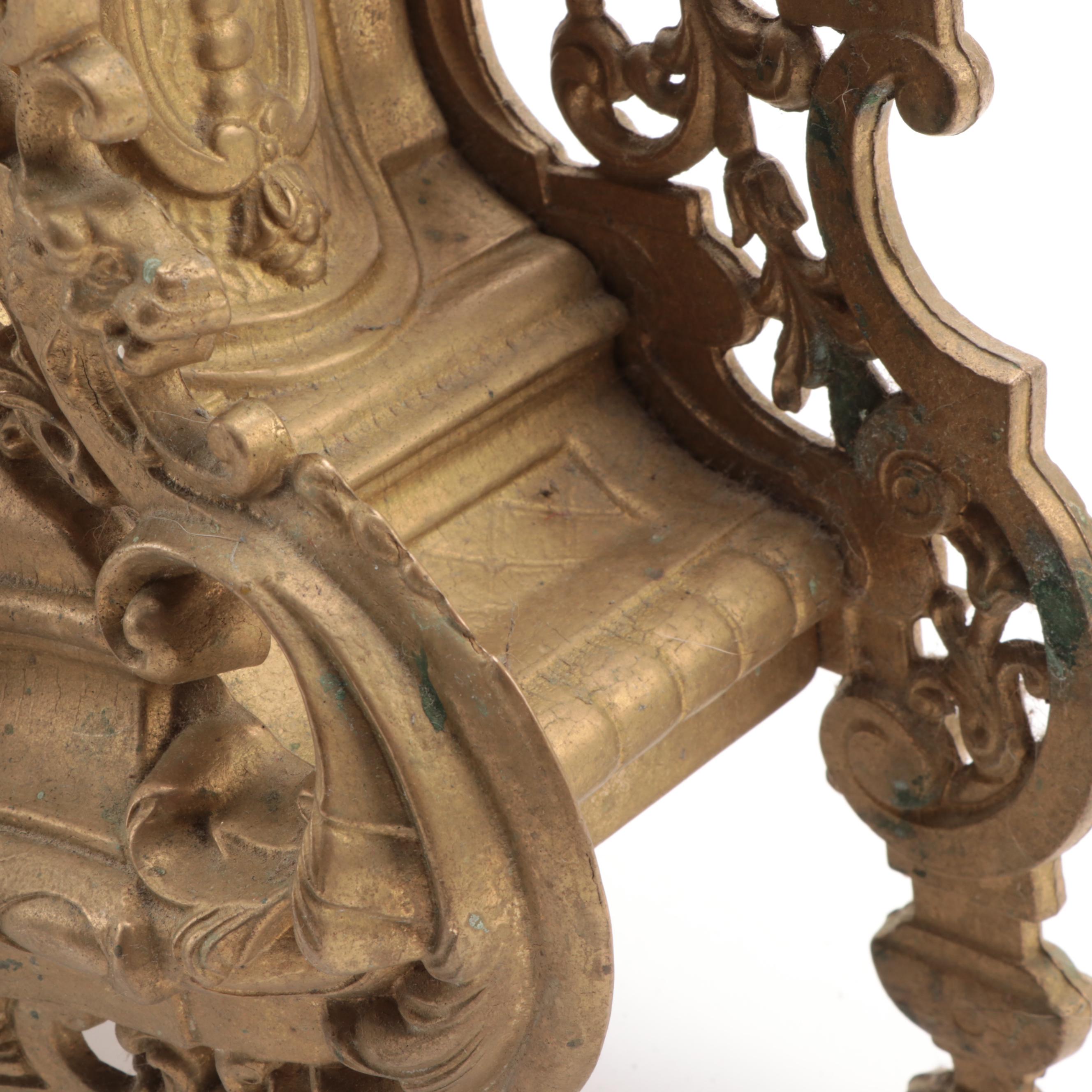 Franz Hermle Imperial Clock Co. Gilt Metal Mantle Clock, Mid-20th Century