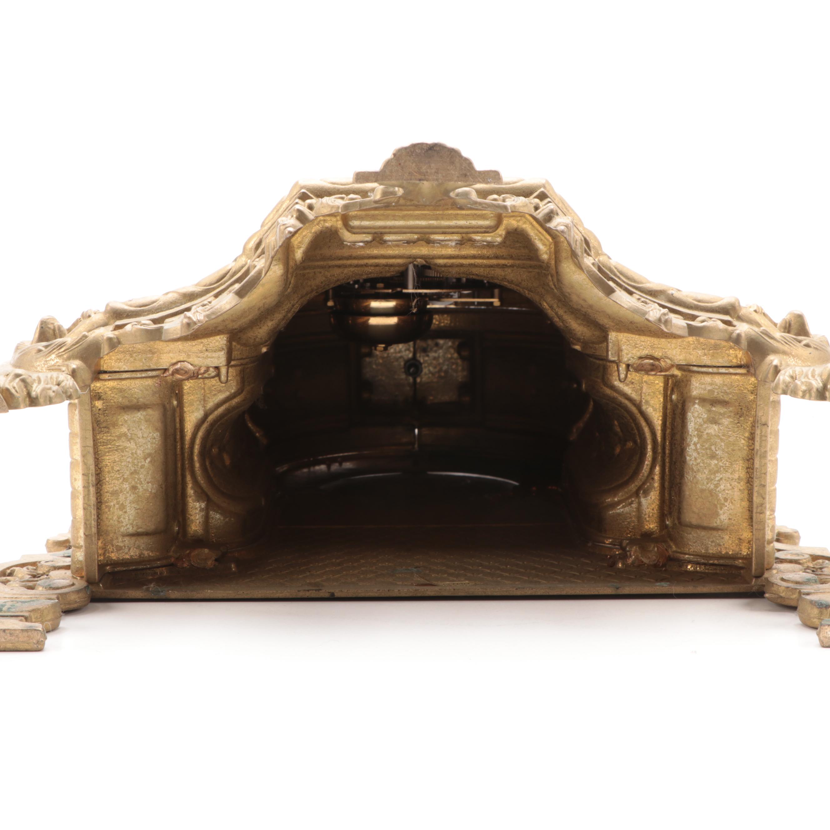 Franz Hermle Imperial Clock Co. Gilt Metal Mantle Clock, Mid-20th Century