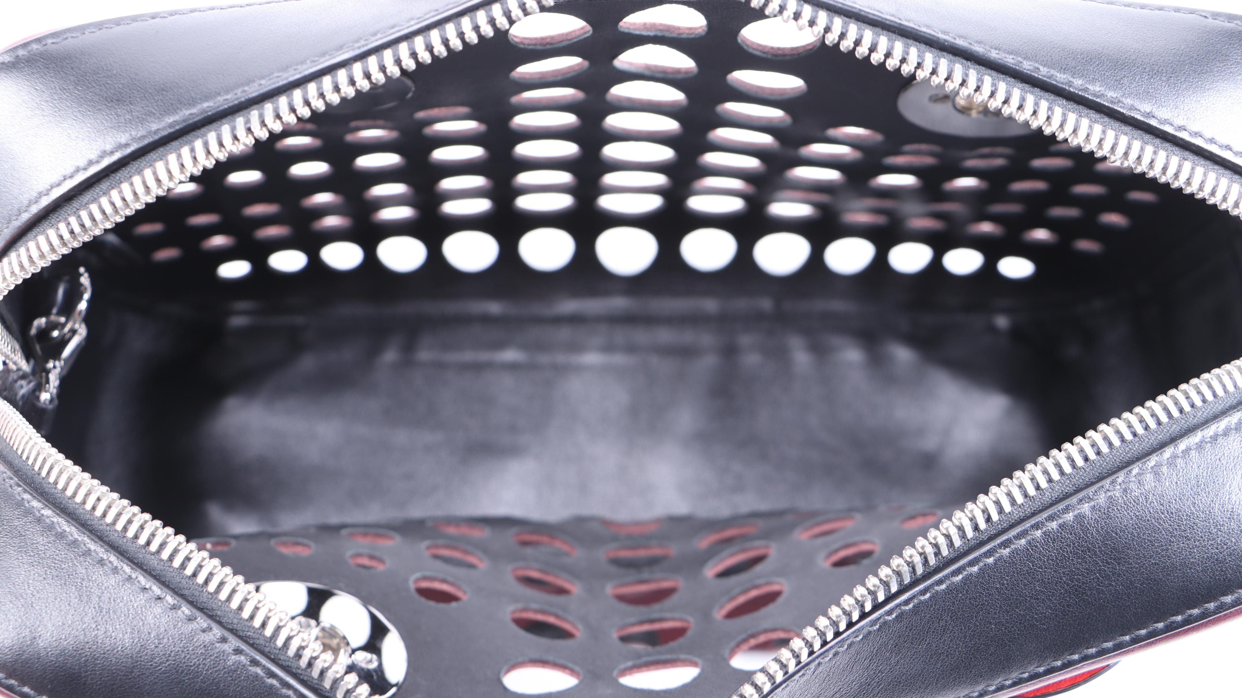 Prada City Fori Shoulder Bag in Burgundy Perforated Leather with Chain Straps