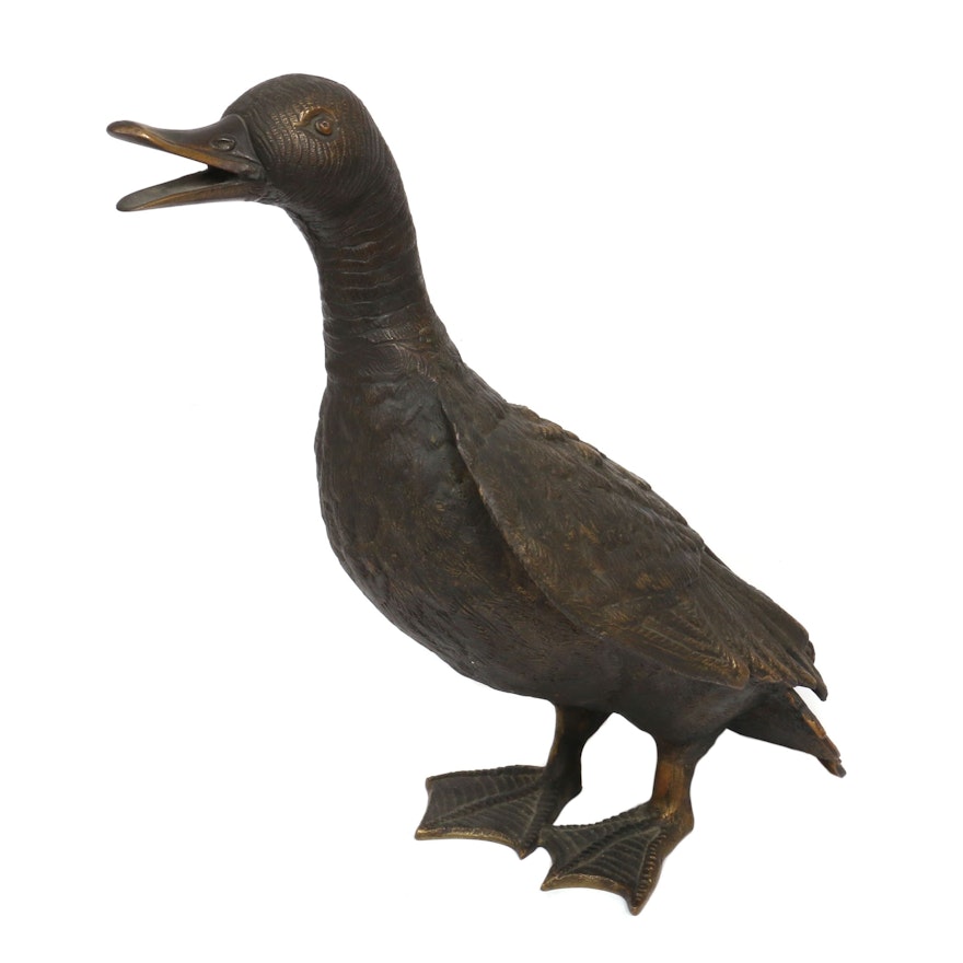 Bronze Duck Statuette