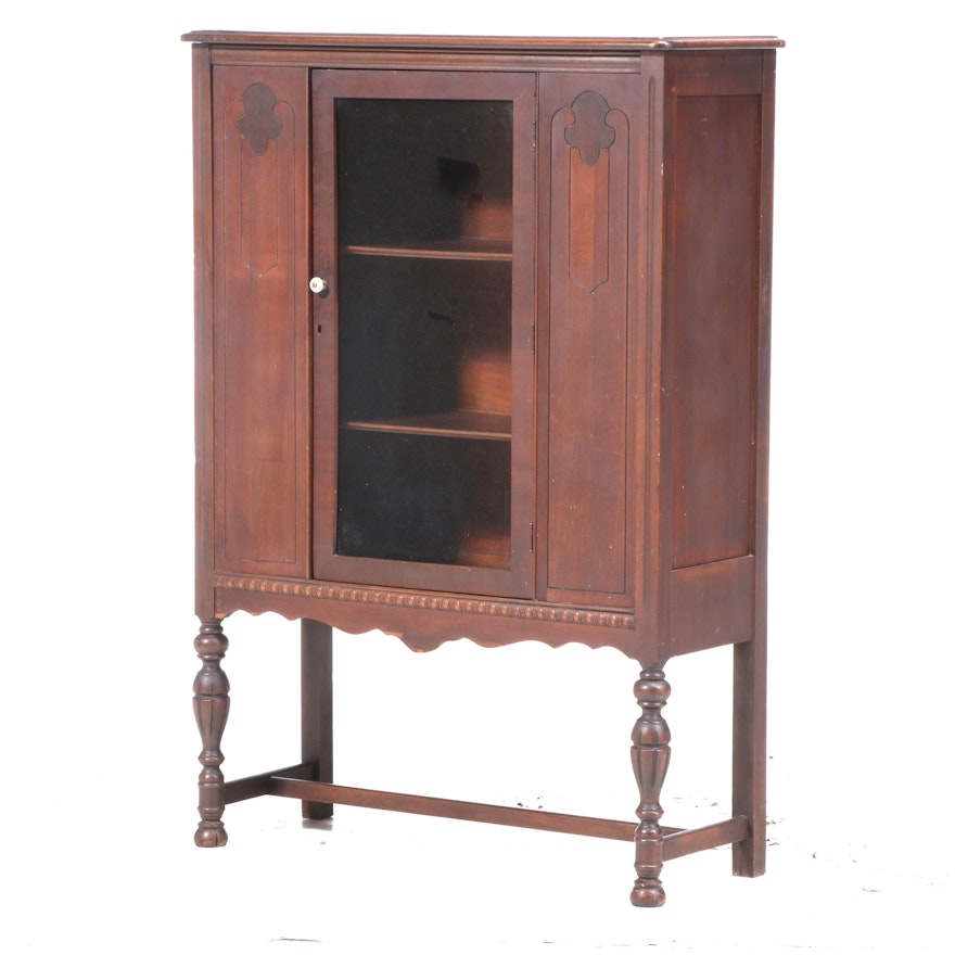 Jacobean Style Glass Front China Cabinet, Early 20th Century