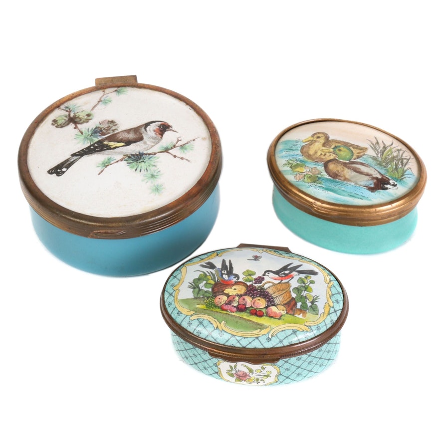 Bilston and Battersea and Halcyon Days Enamel Boxes, Mid to Late 20th Century