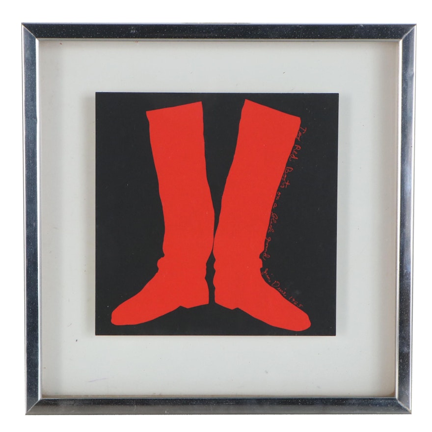 Serigraph after Jim Dine "Two Red Boots on a Black Ground", Late 20th Century