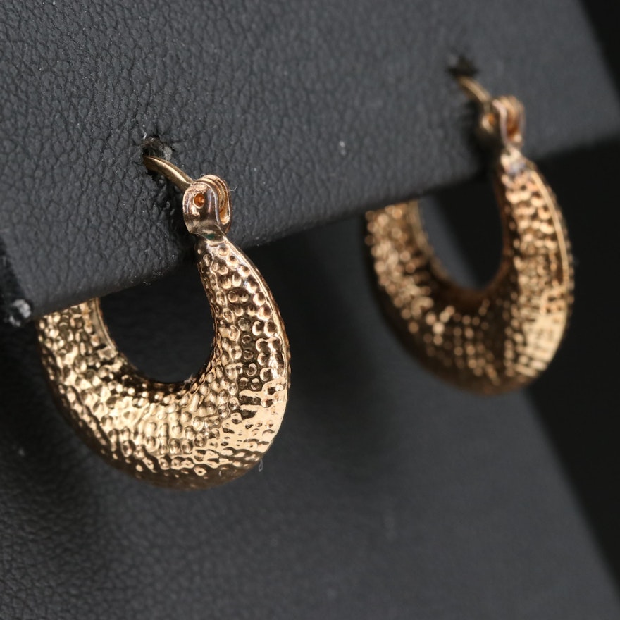 14K Textured Hoop Earrings