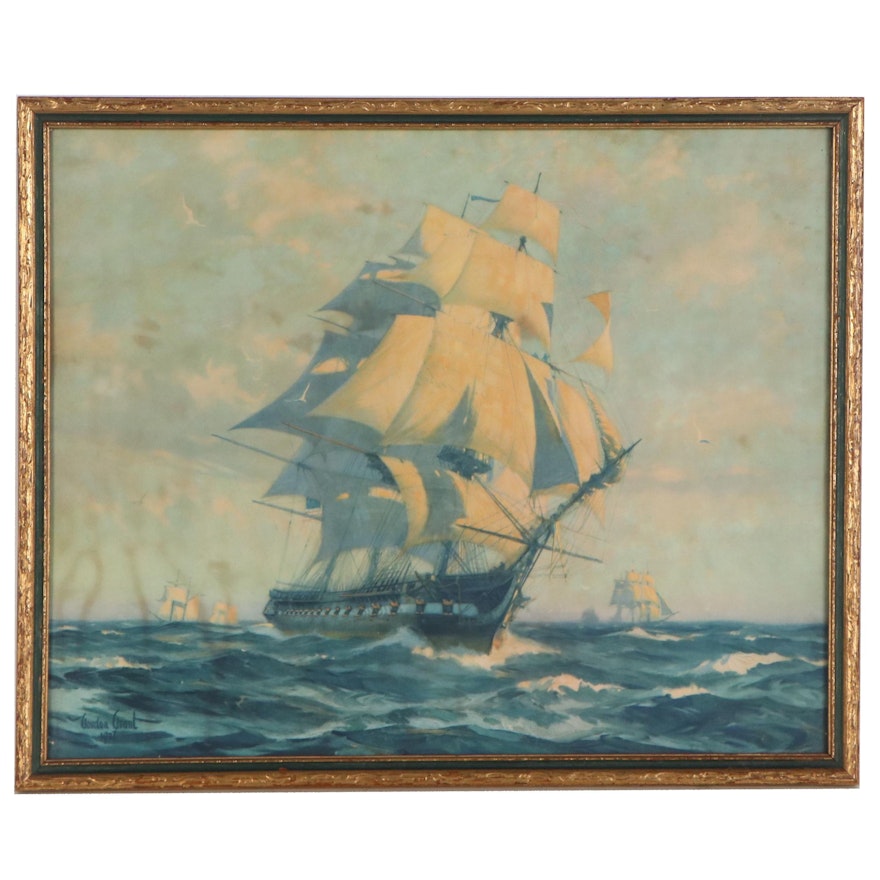 Offset Lithograph after Gordon Grant "1927 Schooner Ship Windjammer"