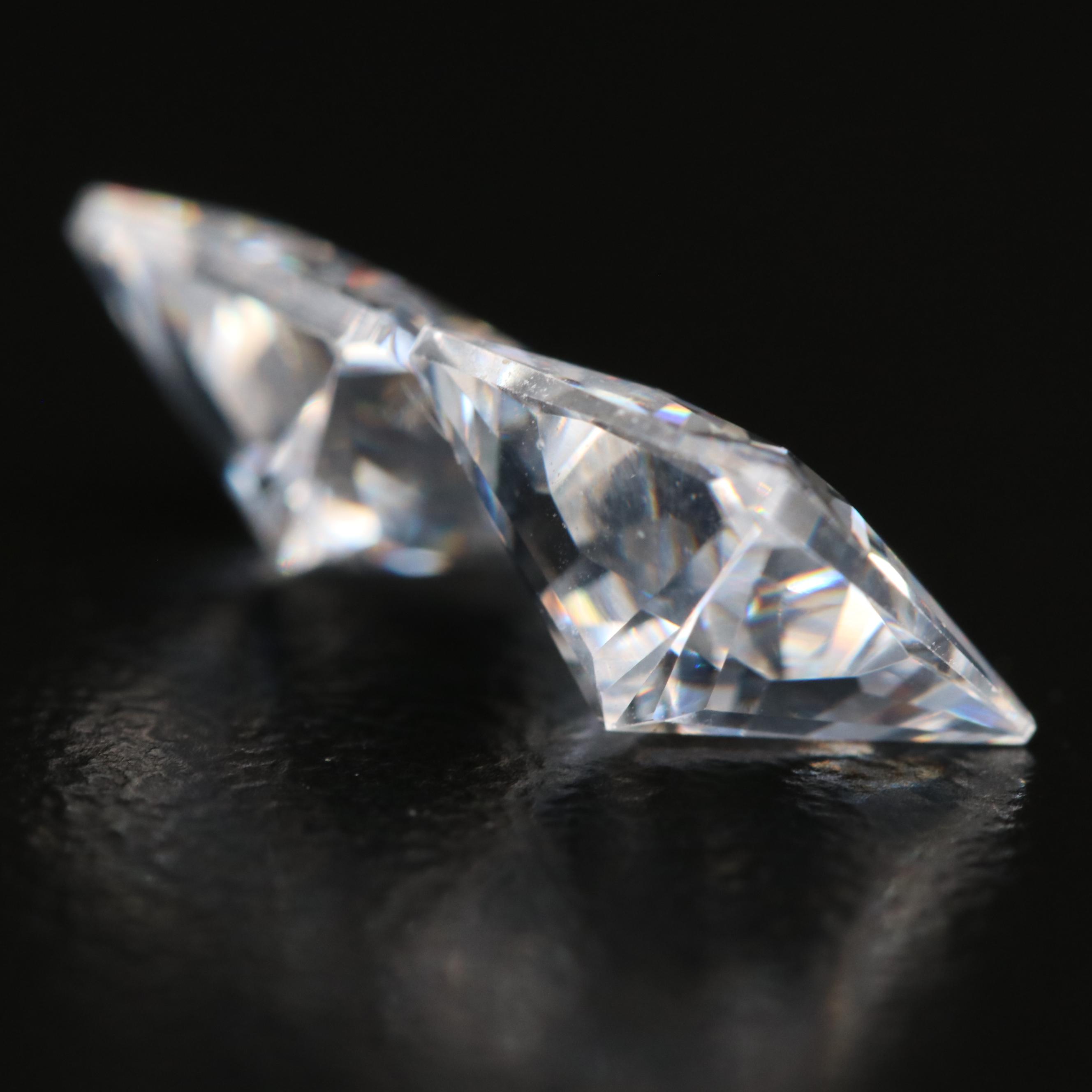 Matched Pair of Loose Laboratory Grown Pear Faceted Cubic Zirconia