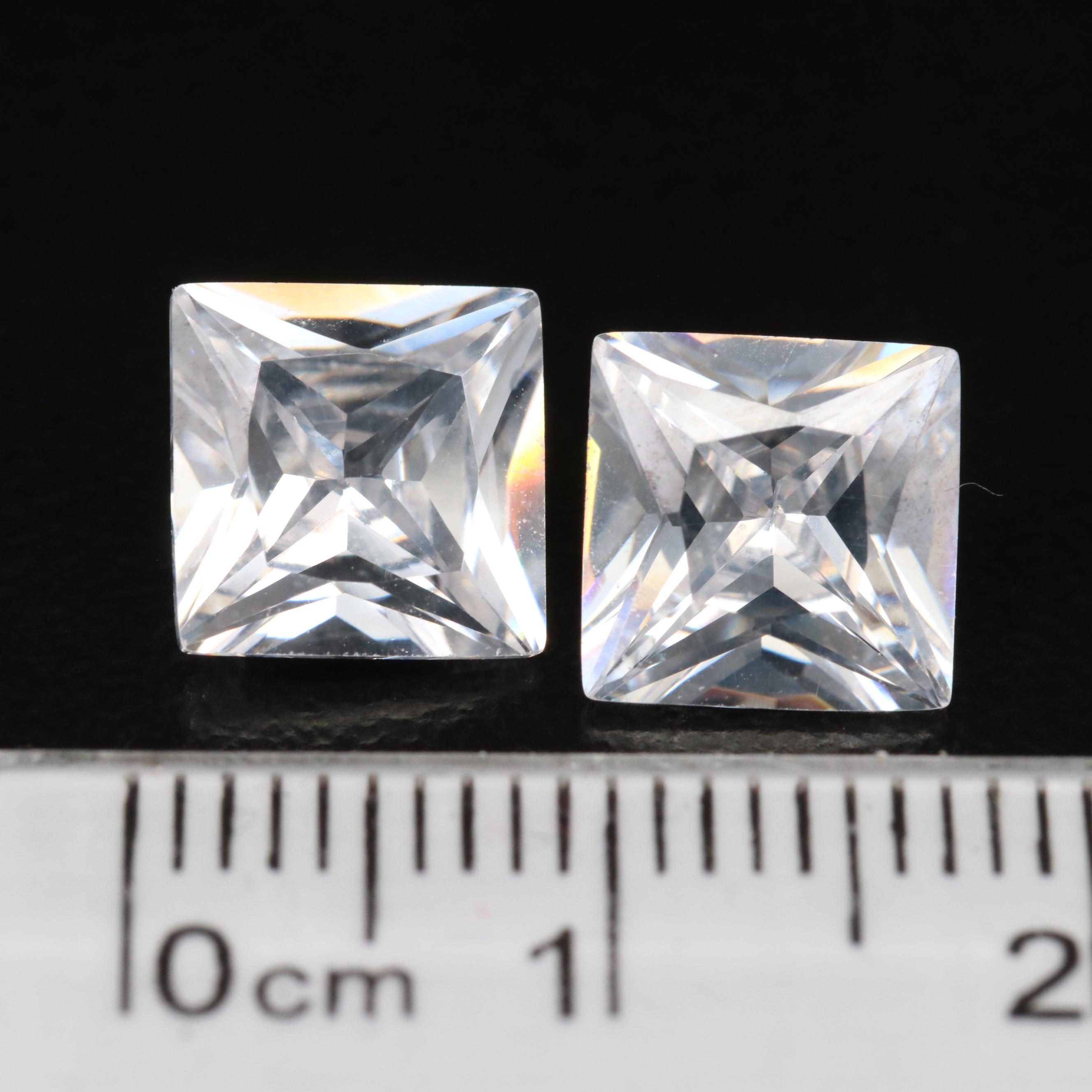 Matched Pair of Loose Laboratory Grown Pear Faceted Cubic Zirconia