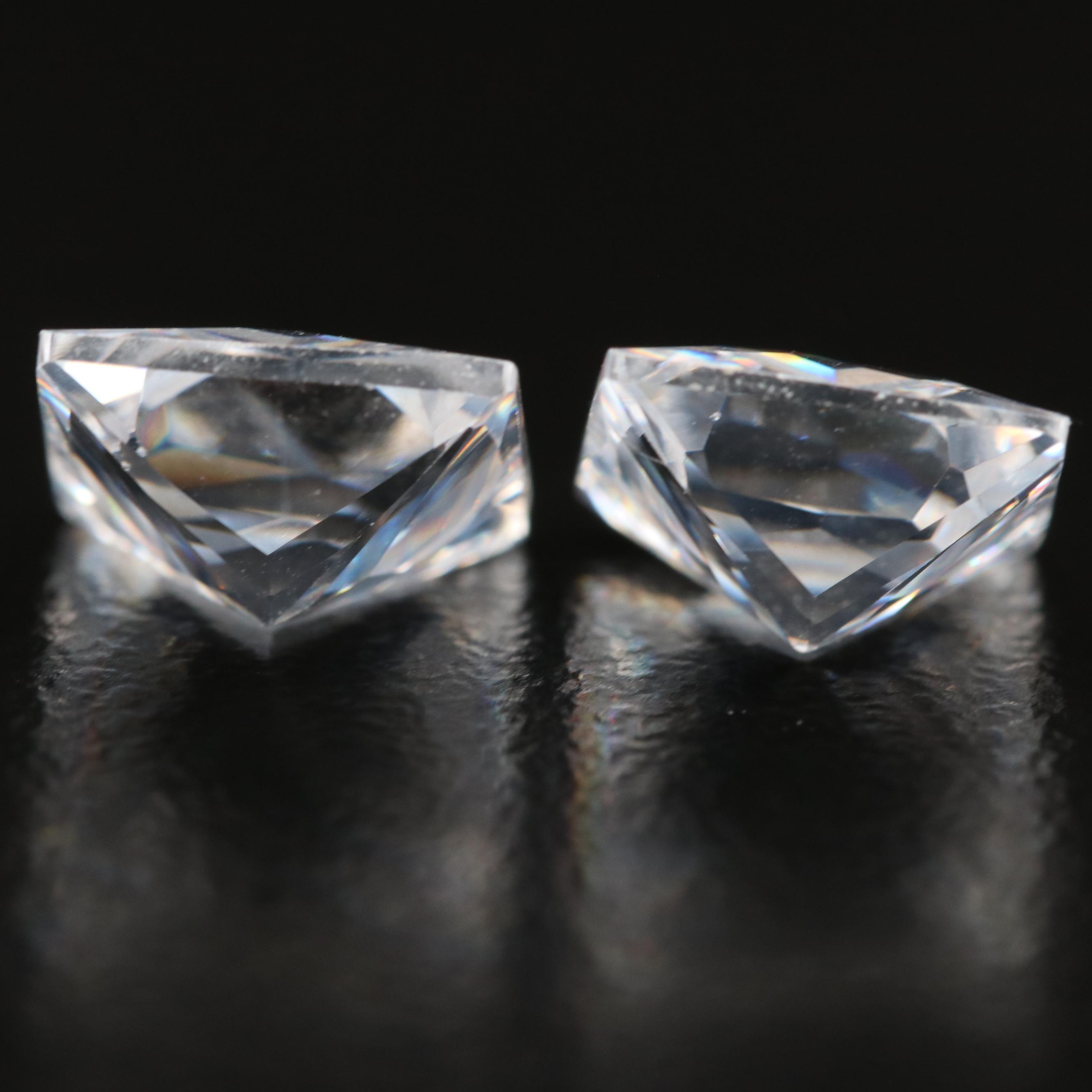 Matched Pair of Loose Laboratory Grown Pear Faceted Cubic Zirconia