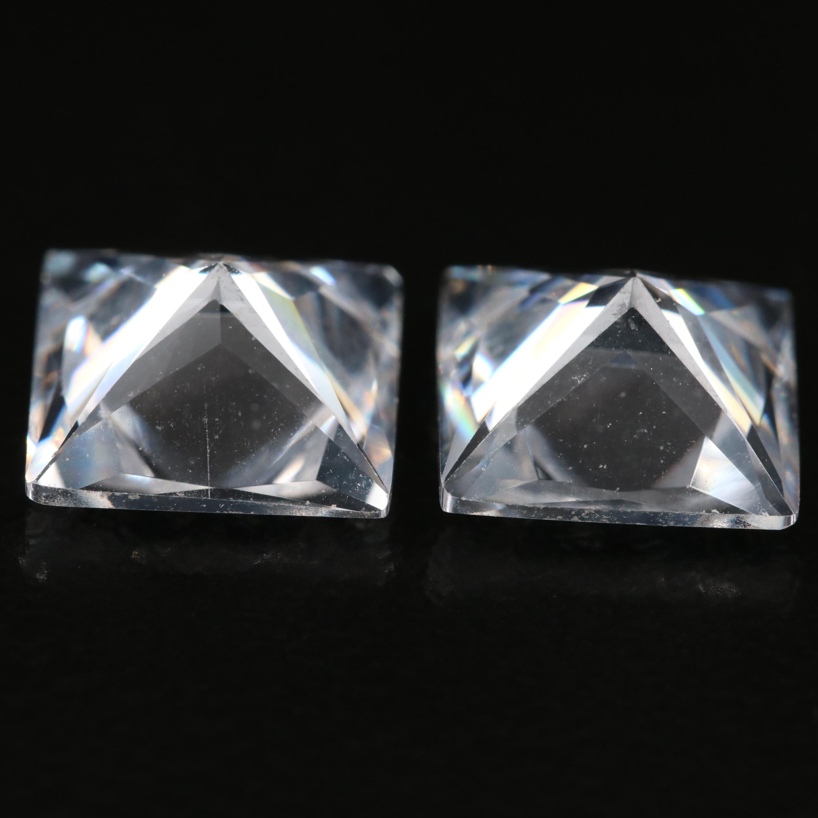 Matched Pair of Loose Laboratory Grown Pear Faceted Cubic Zirconia