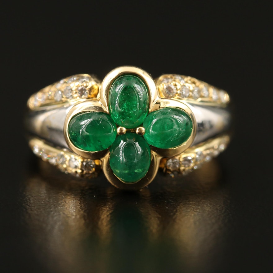 18K Emerald and Diamond Ring