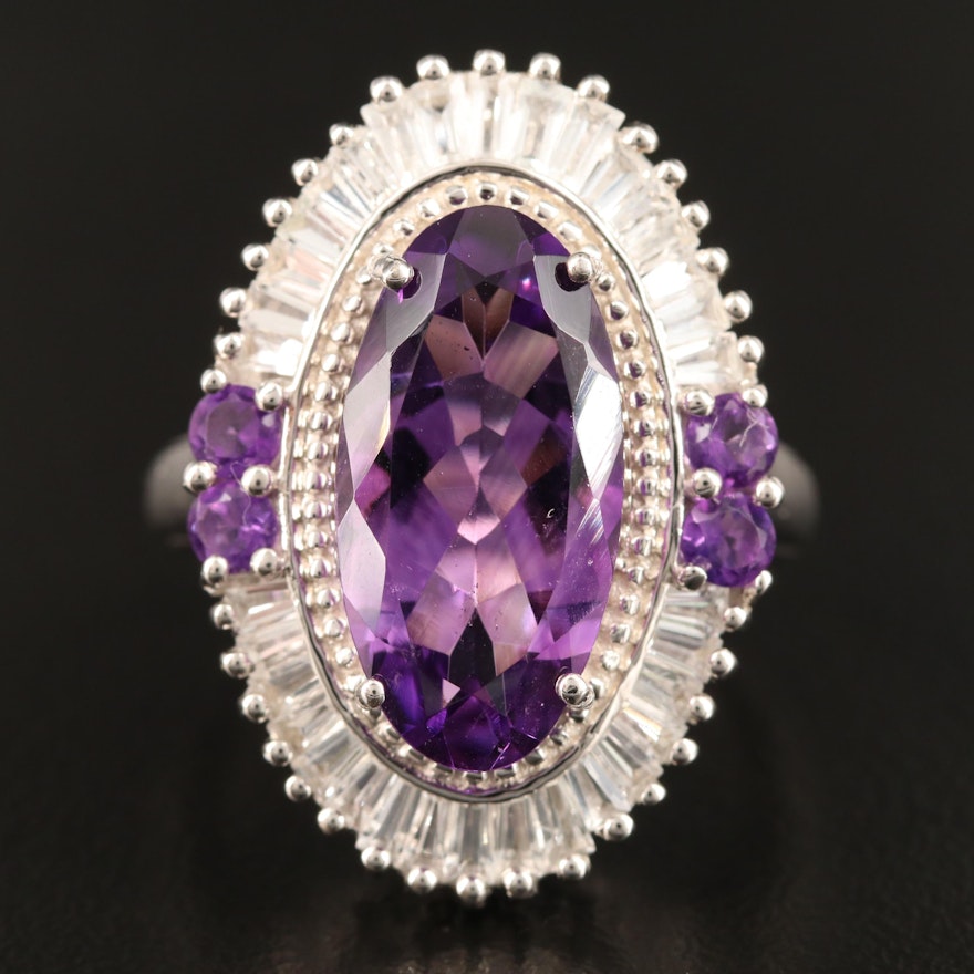 Sterling Silver Amethyst and Topaz Ring