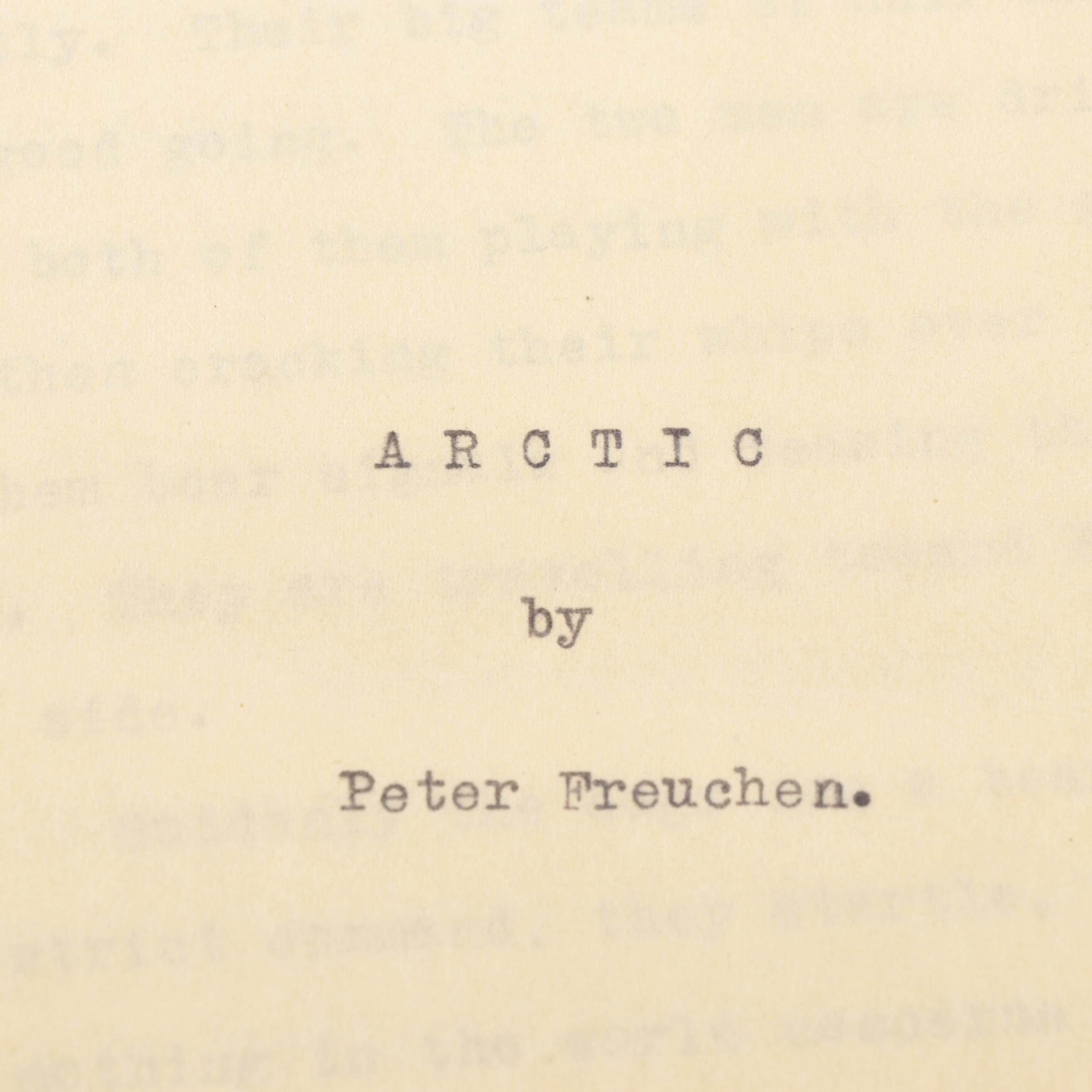 Peter Freuchen's Partial Manuscript Sequel to the Movie "Eskimo"