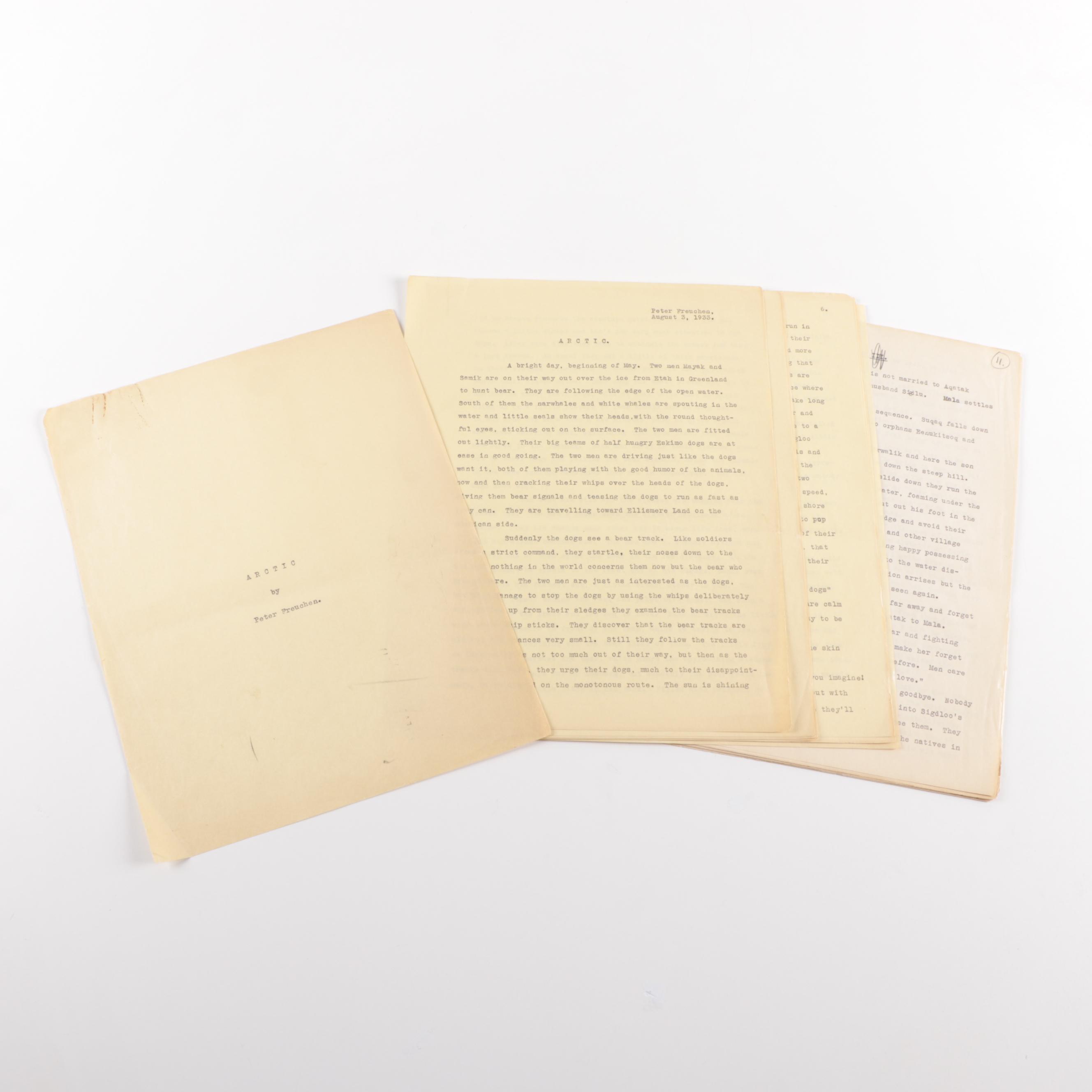 Peter Freuchen's Partial Manuscript Sequel to the Movie "Eskimo"