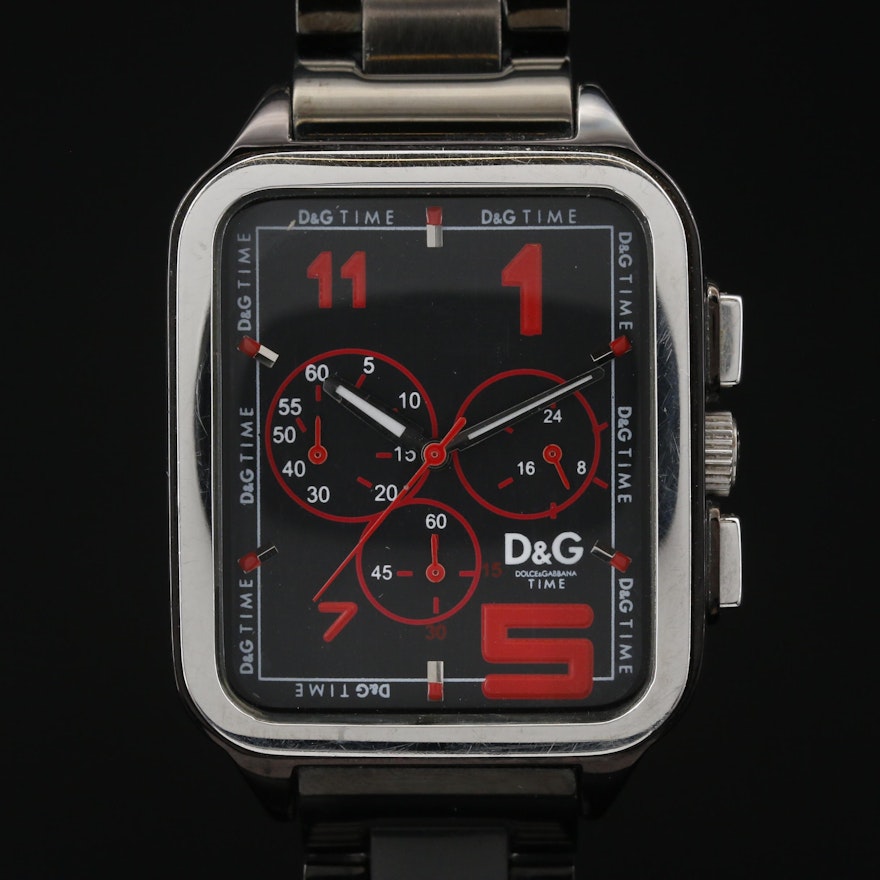 D&G Dolce & Gabbana Stainless Steel Quartz Chronograph Wristwatch
