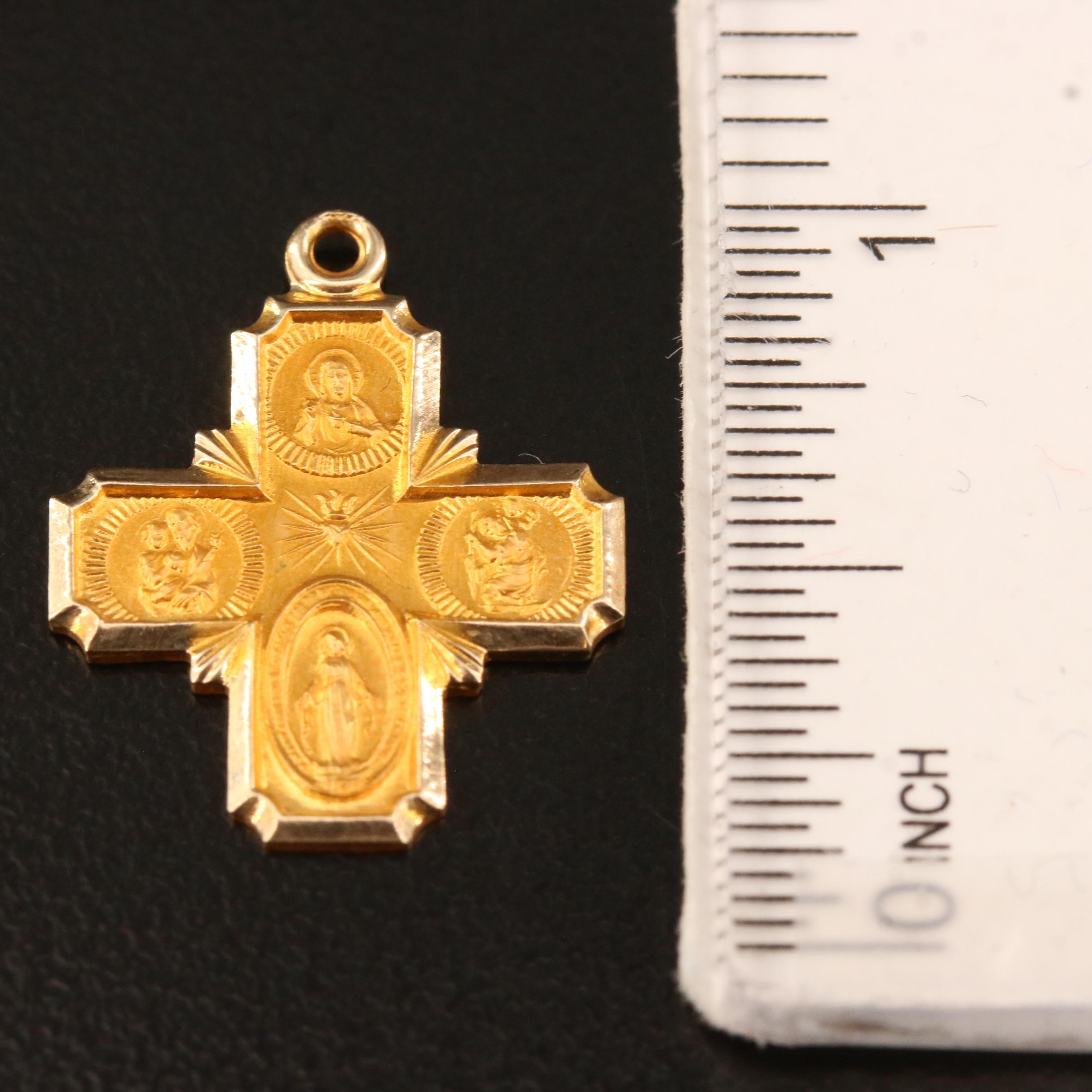 14K Catholic Cross Pendant