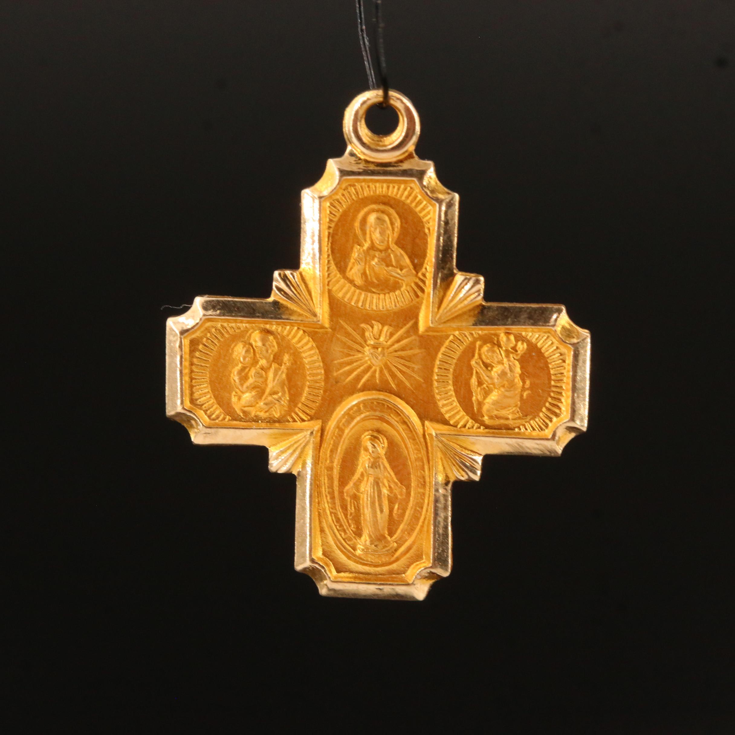 14K Catholic Cross Pendant
