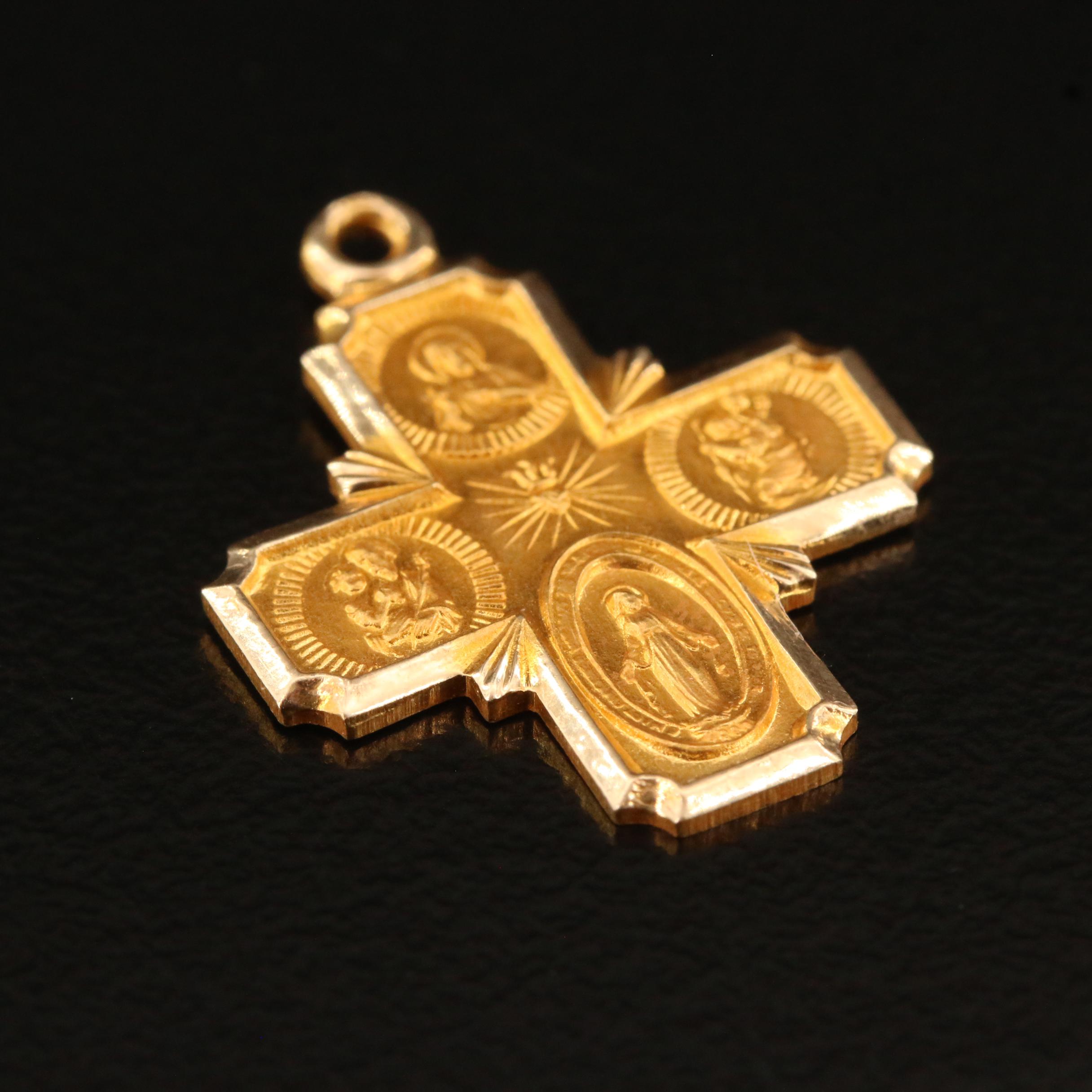 14K Catholic Cross Pendant