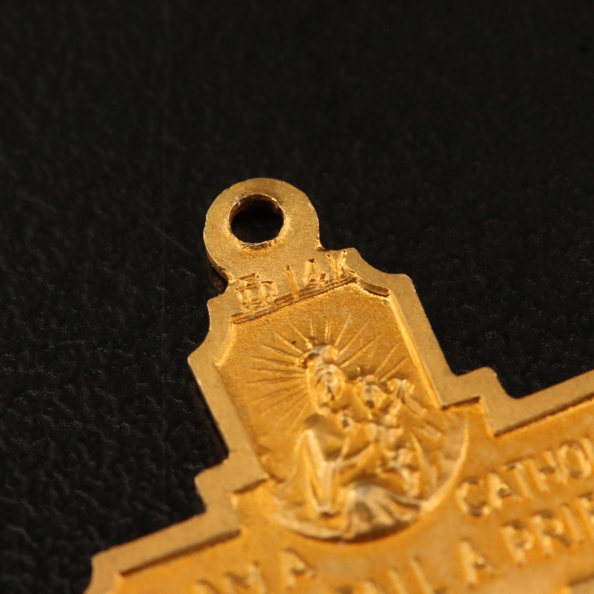 14K Catholic Cross Pendant