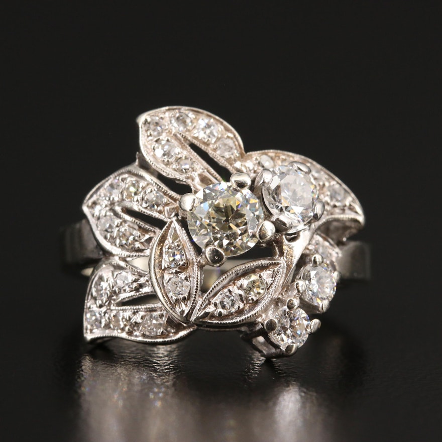 Circa 1940 14K 1.25 CTW Diamond Ring