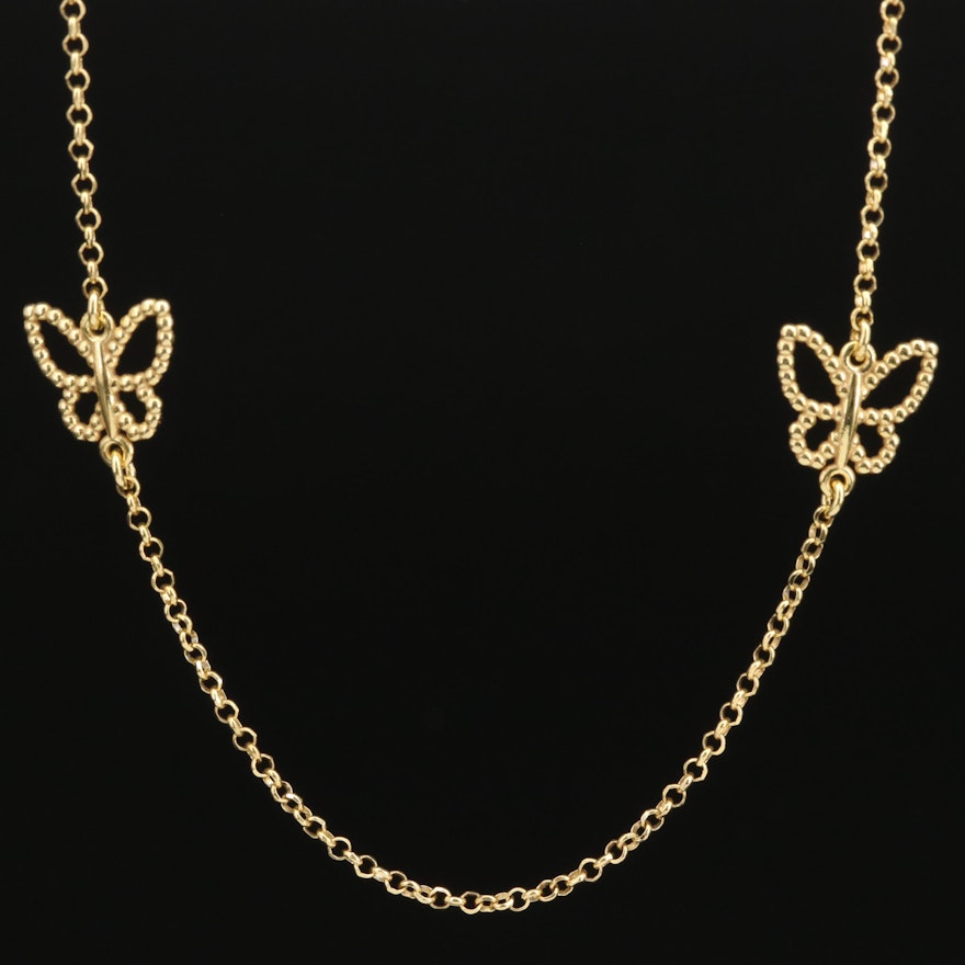 Sterling Butterfly Station Necklace