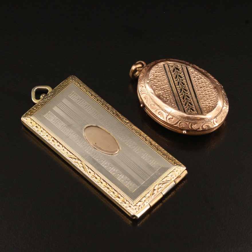 Victorian Taille d'Épargne Locket and Art Deco Calling Card Case