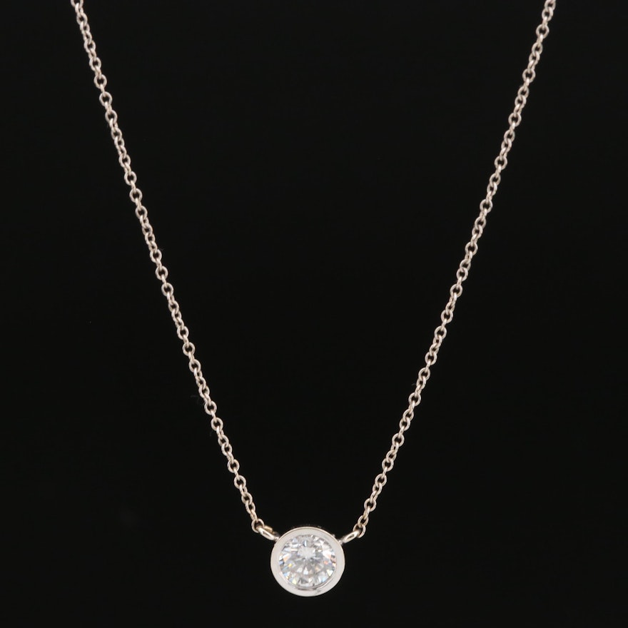 14K 0.59 CT Bezel Set Diamond Solitaire Necklace