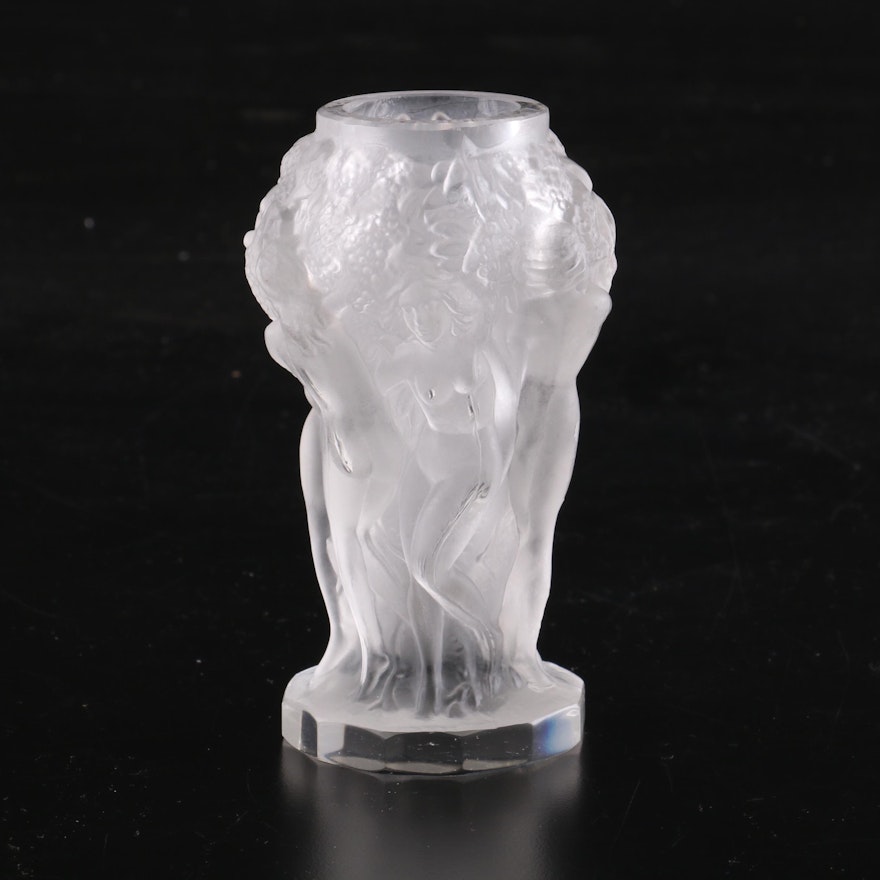 Bohemian Glass Dancing Nudes Bud Vase, Early to Mid 20th Century