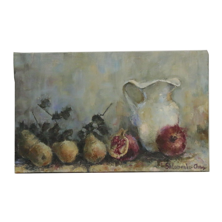 Nataliya Shlomenko Oil Painting "Still Life with White Jug and Pears," 2017