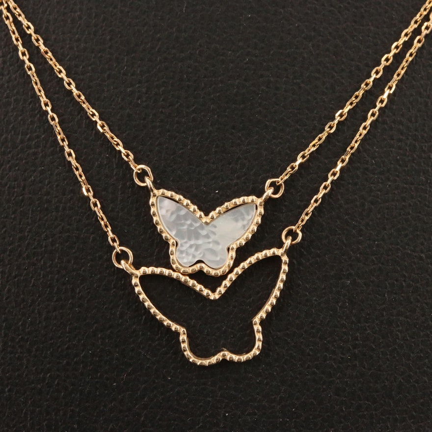 14K Mother of Pearl Butterfly Necklace