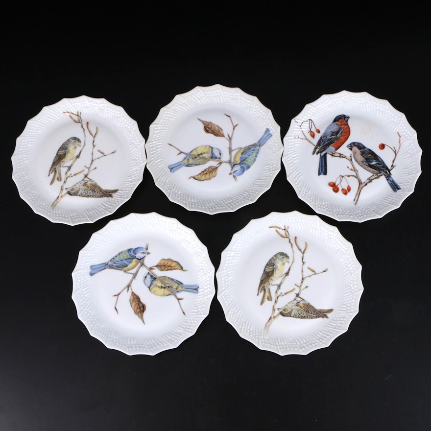 Chastagner & Cie. French Porcelain Plates with Bird Motif, Mid/Late 20th Century
