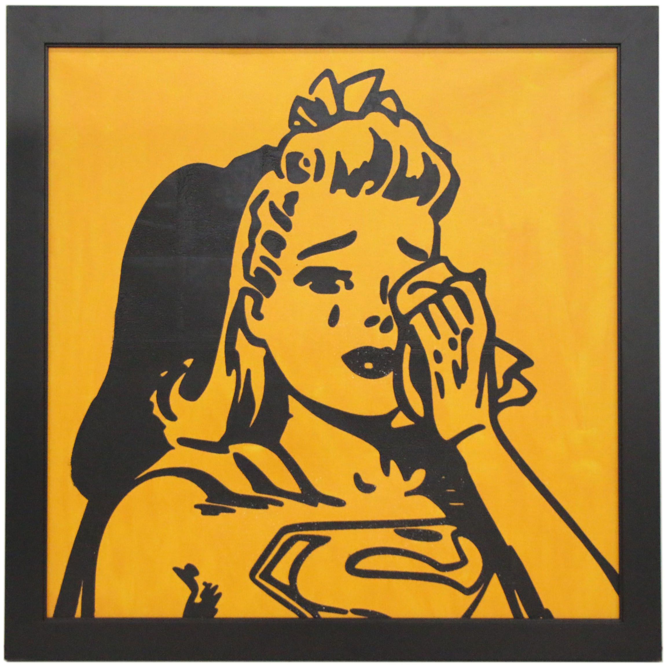 Andrew Van Sickle Mixed Media Painting "Orange Crush Weeping Supergirl", 2015