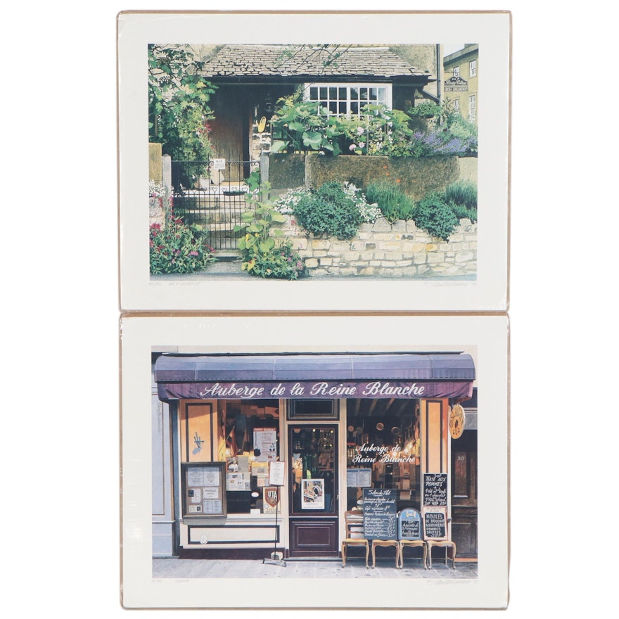 Stan Beckman Offset Lithographs "Bed & Breakfast" & "Auberge", Late 20th Century