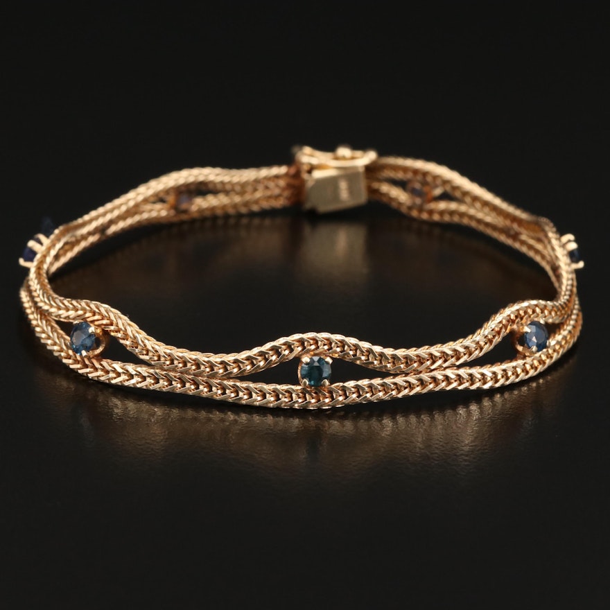 14K Sapphire Foxtail Bracelet