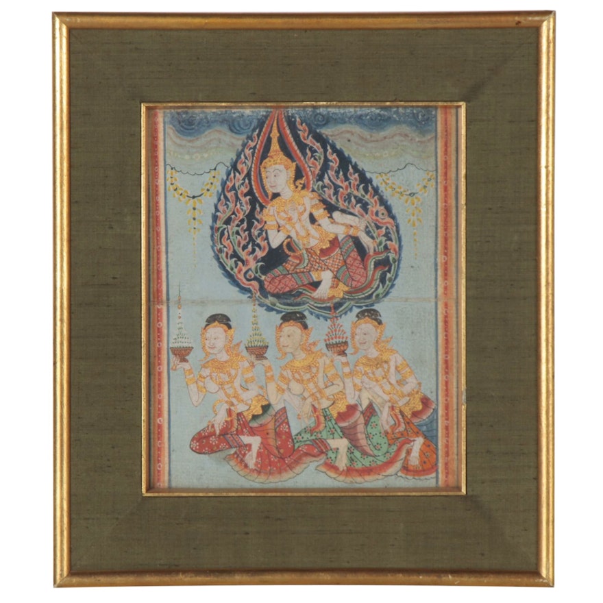 Thai Gouache Illustrations from Legend of Phra Malai Manuscript