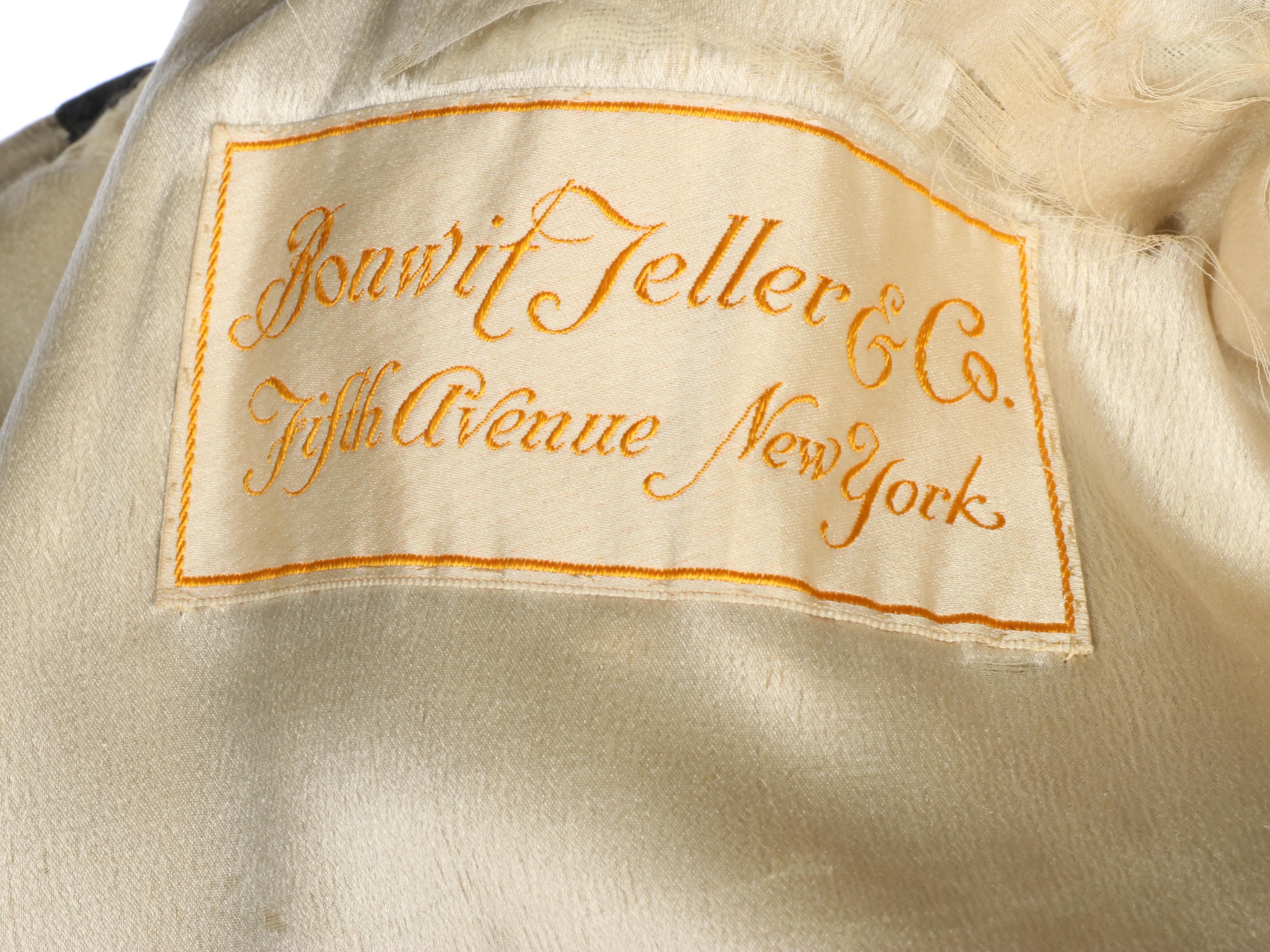 Black Velvet Opera Coat with Ermine Fur Collar from Bonwit Teller, Late 1920s