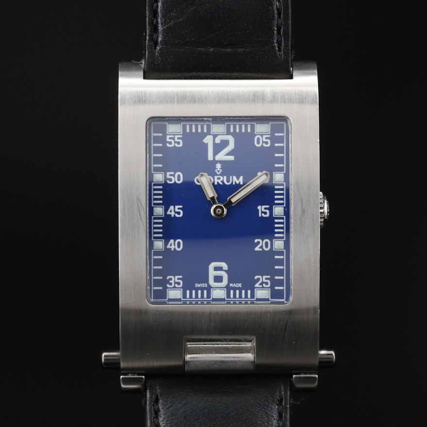 Corum "Taboggan" Stainless Steel Folding Case Quartz Wristwatch