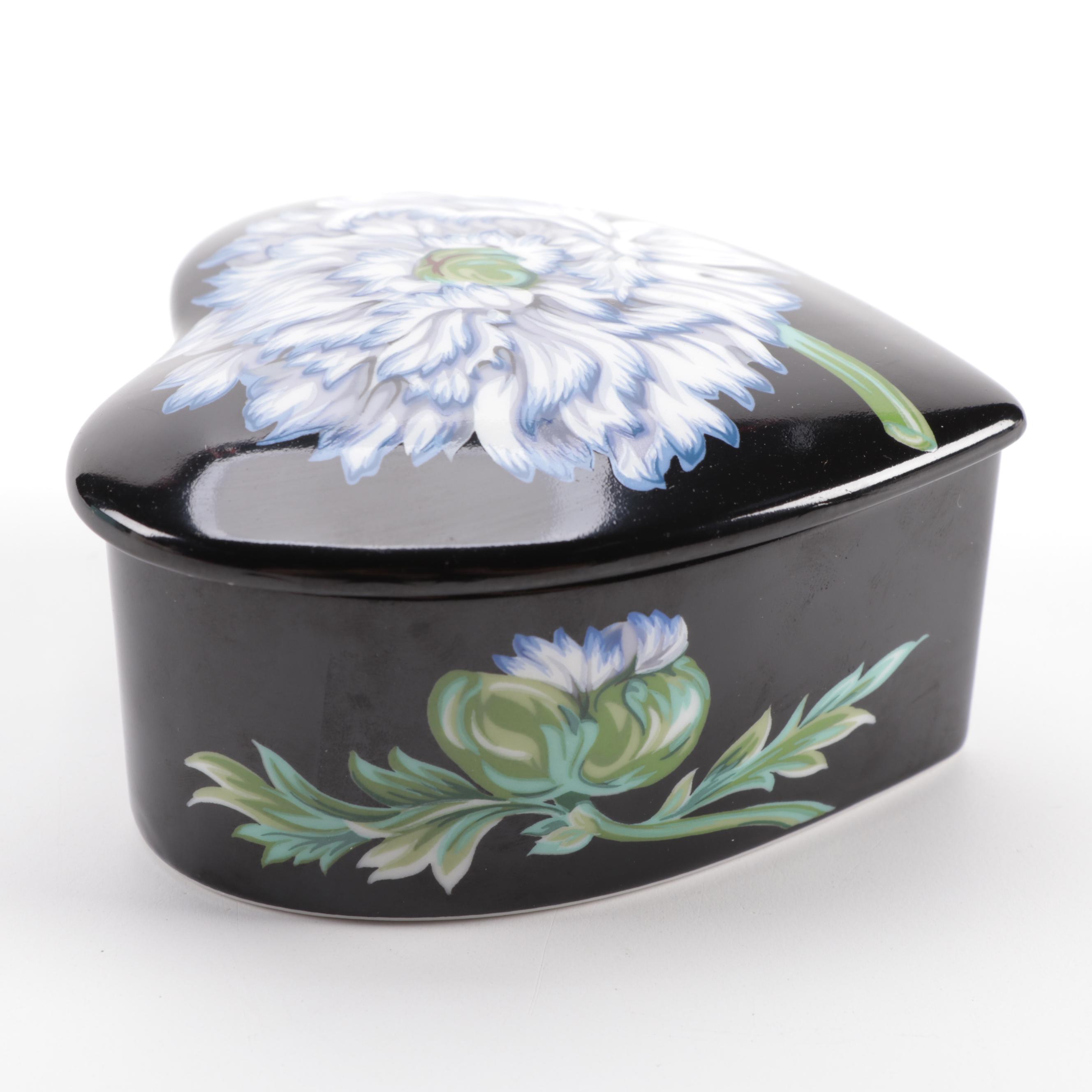 Sybil Connolly for Tiffany & Co. "Mrs. Delany's Flowers" Porcelain Heart Box