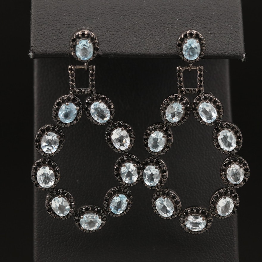 Sterling Topaz and Cubic Zirconia Drop Earrings