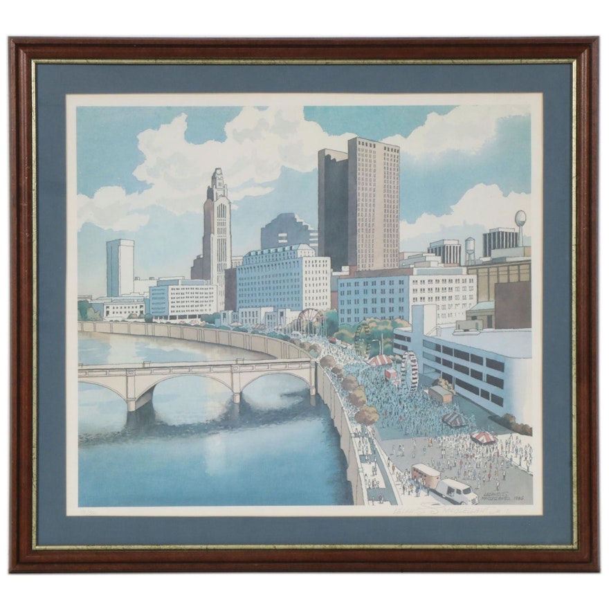 Leland McClelland Offset Lithograph of Columbus, Ohio, circa 1986