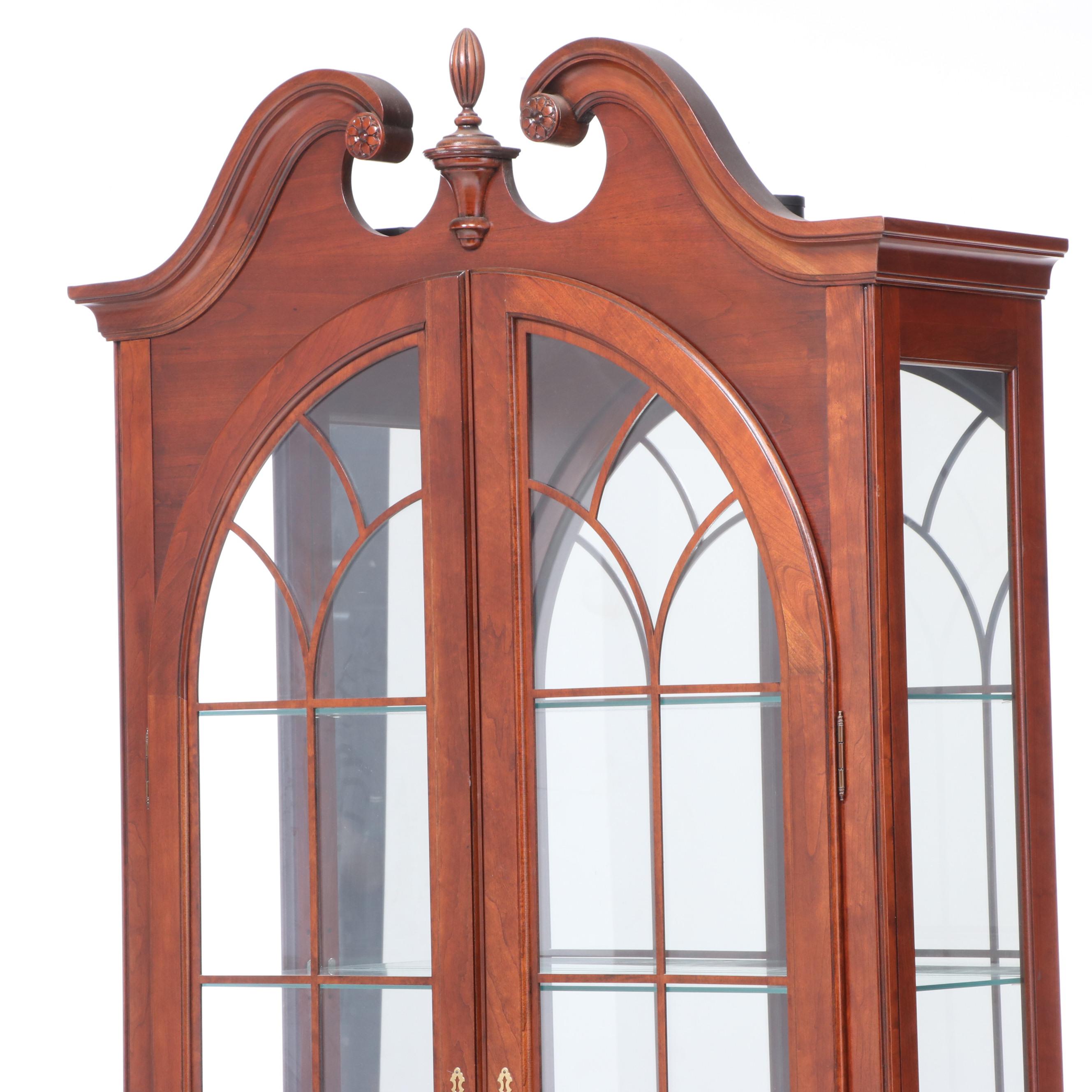 Federal Style Cherrywood Display Cabinet, Late 20th Century