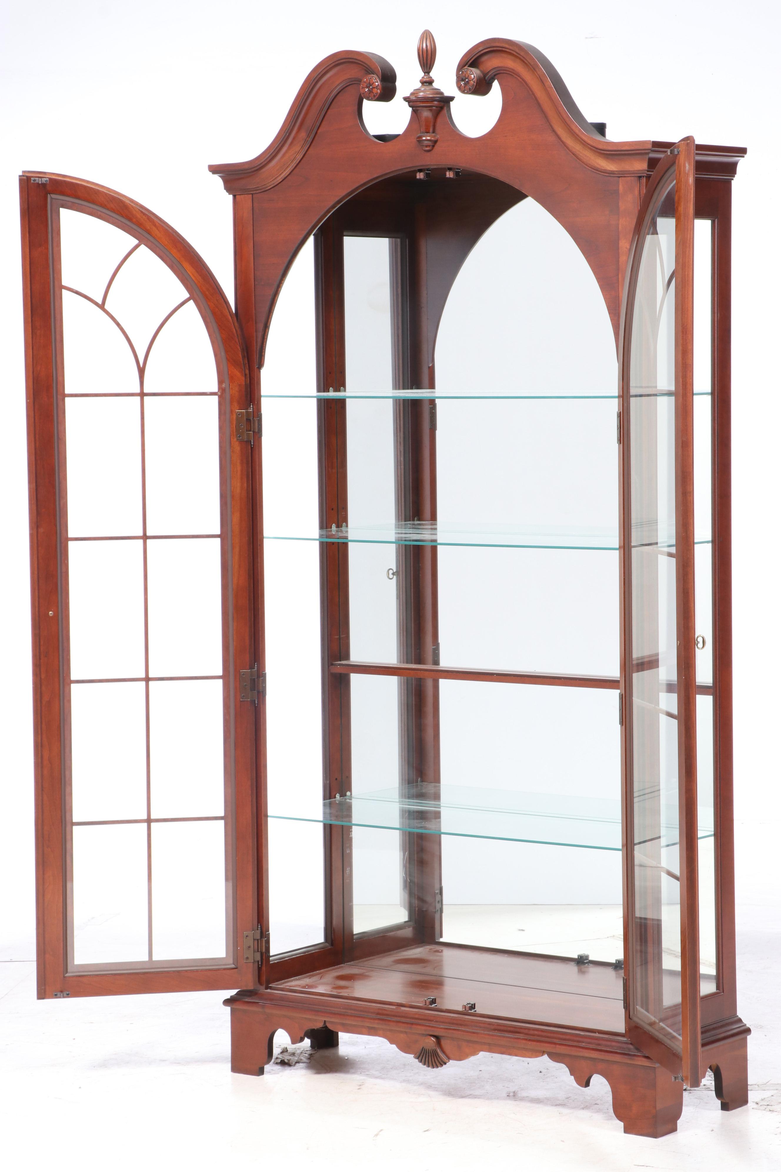 Federal Style Cherrywood Display Cabinet, Late 20th Century