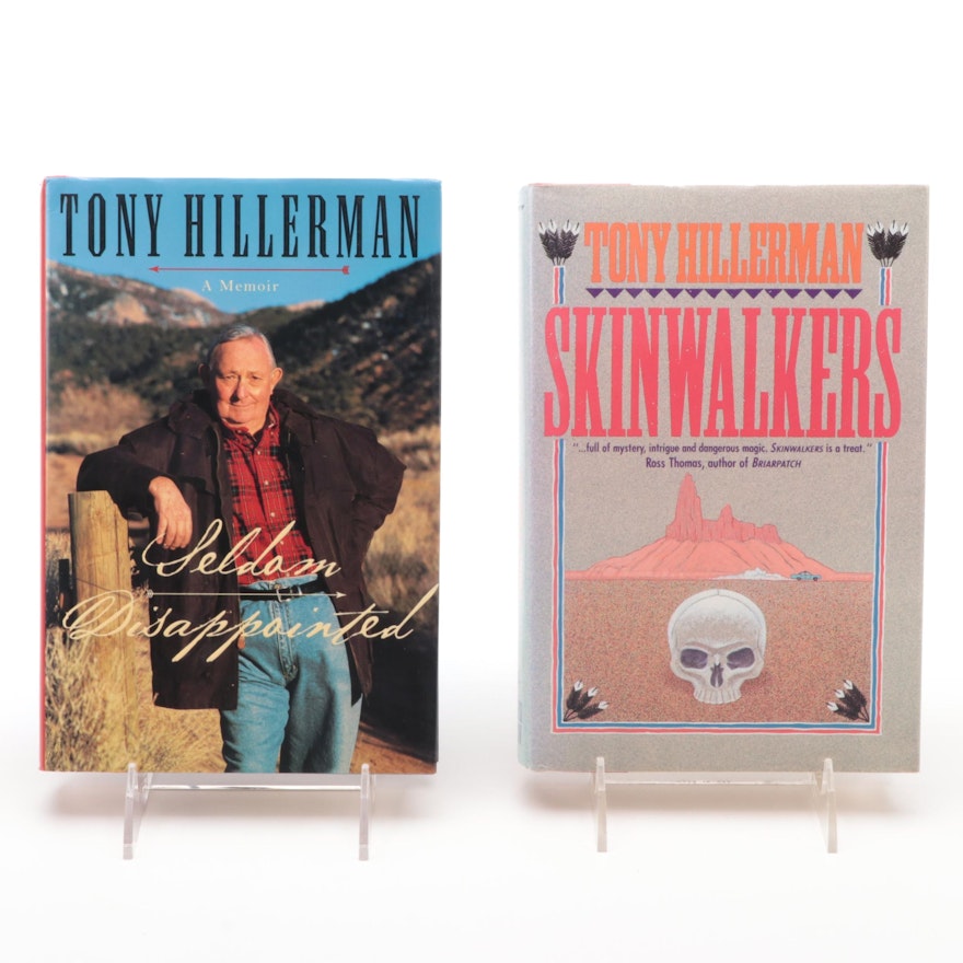 Signed First Editions "Seldom Disappointed" and "Skinwalkers" by Tony Hillerman