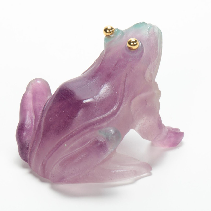 Daum France Pâte de Verre Glass Frog Figurine