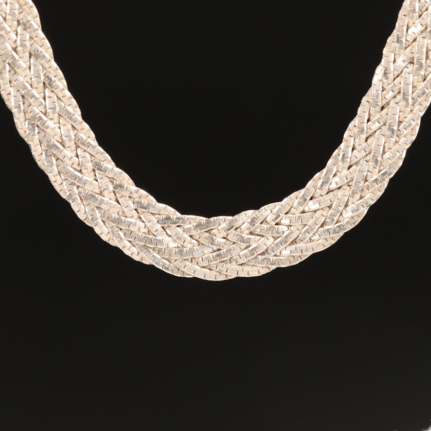 Sterling Woven C Link Necklace